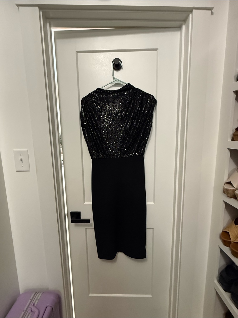 Express Black Sequin Bodice Midi Dress